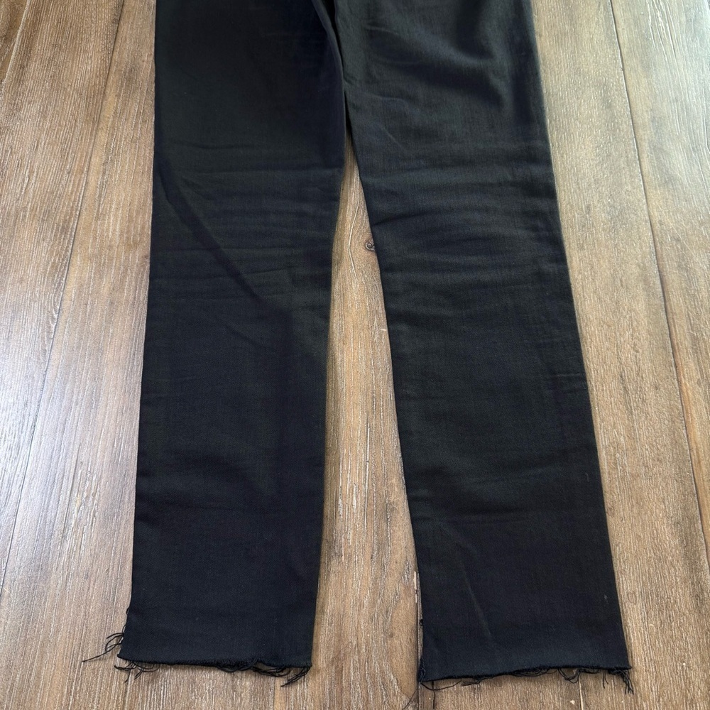 AG The Stevie Ankle Slim Straight Jeans Raw hem Black Step Crop Mid Rise - Picture 11 of 11